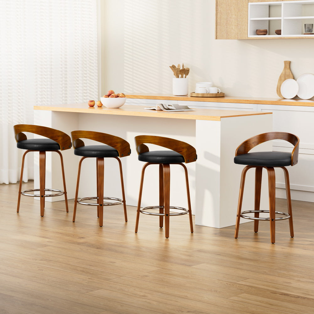 Korra 4x Bar Stools Swivel Seat Curving Backrest