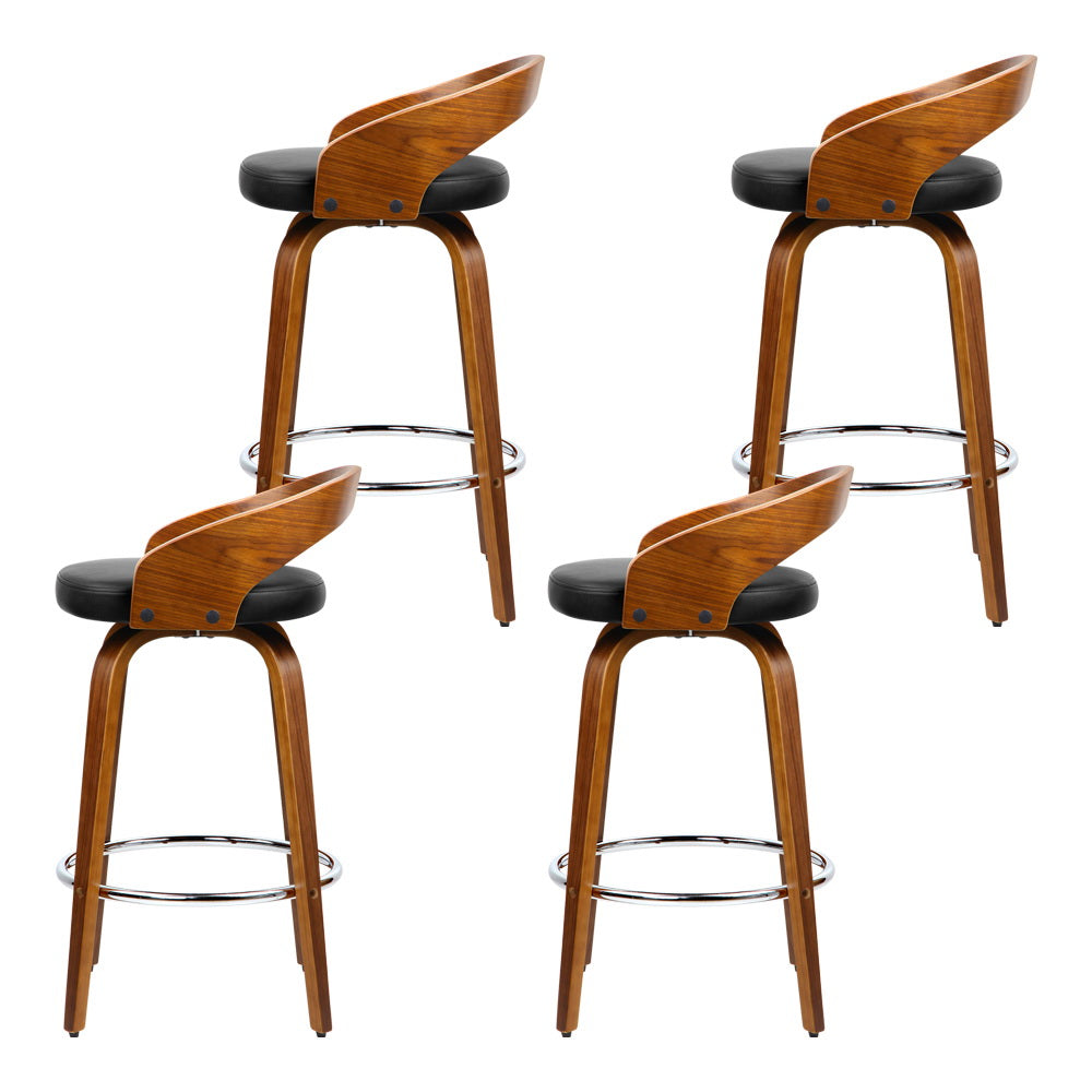 Korra 4x Bar Stools Swivel Seat Curving Backrest