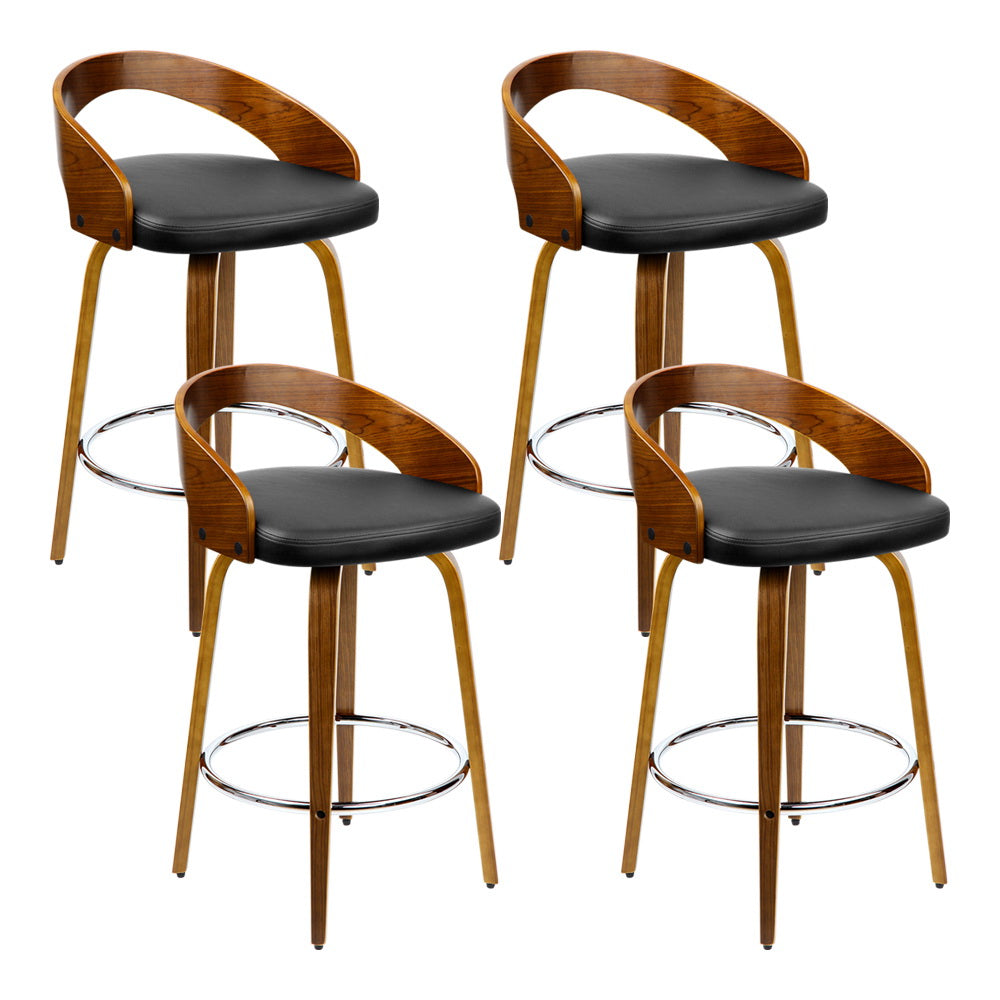 Korra 4x Bar Stools Swivel Seat Curving Backrest