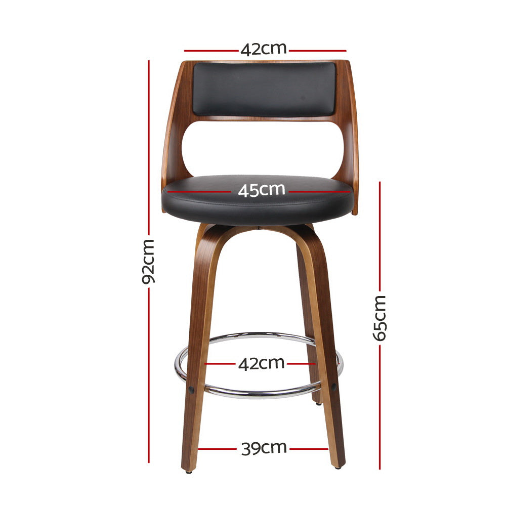 Korra 2x Bar Stools Swivel Leather Chair 65cm