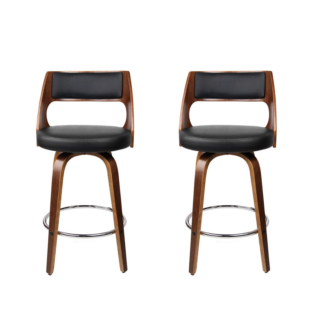 Korra 2x Bar Stools Swivel Leather Chair 65cm