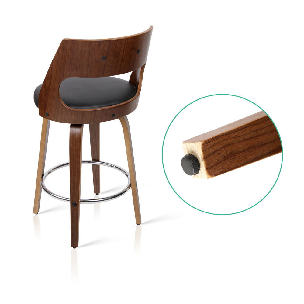 Korra 2x Bar Stools Swivel Leather Chair 65cm