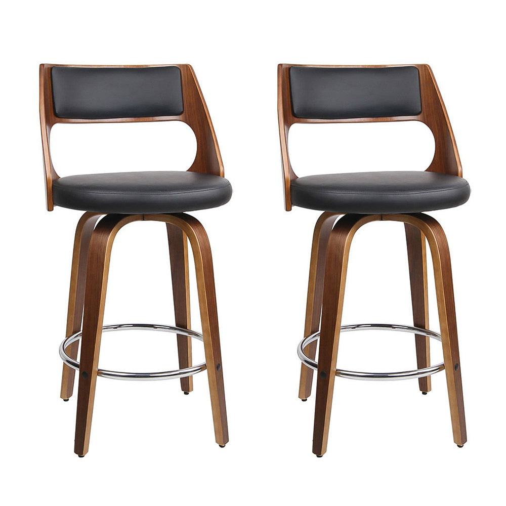 Korra 2x Bar Stools Swivel Leather Chair 65cm