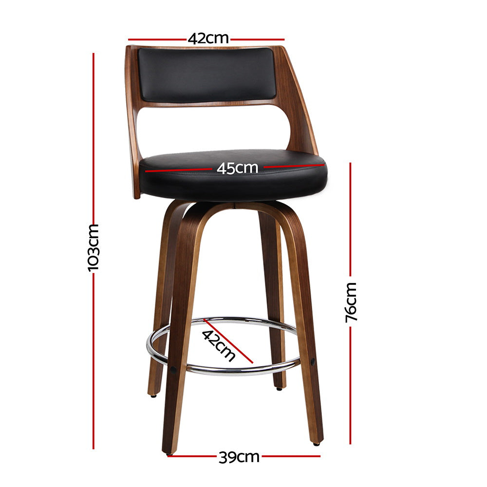 Korra 2x Bar Stools Swivel Leather Chair 76cm