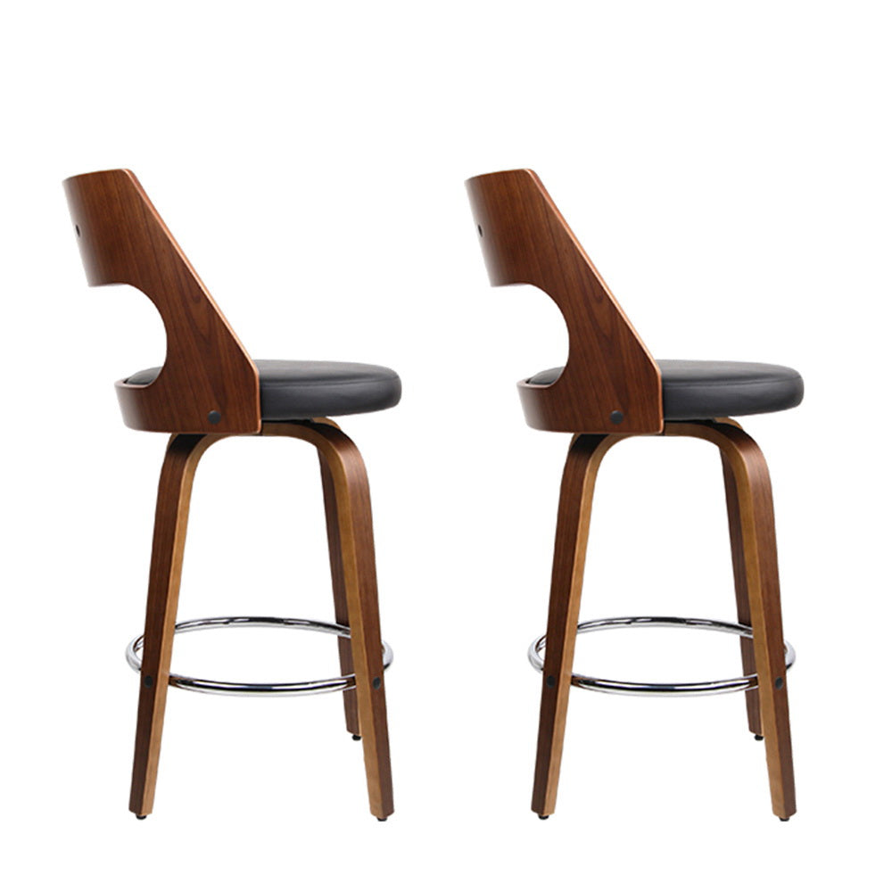 Korra 2x Bar Stools Swivel Leather Chair 76cm