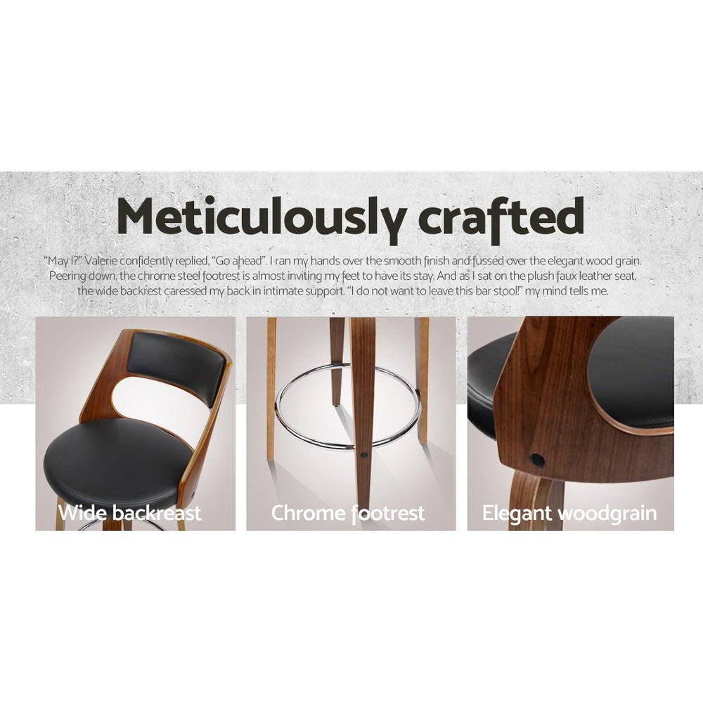 Korra 2x Bar Stools Swivel Leather Chair 76cm