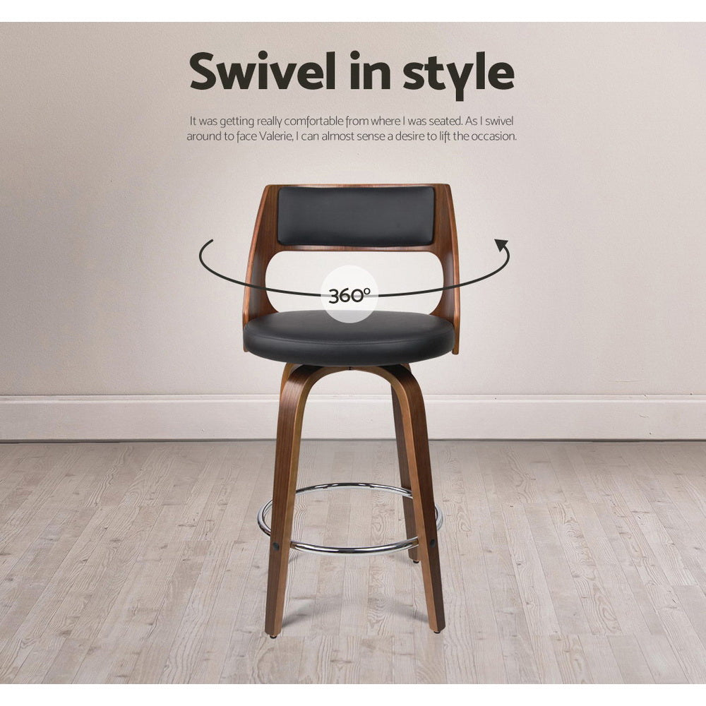 Korra 2x Bar Stools Swivel Leather Chair 76cm