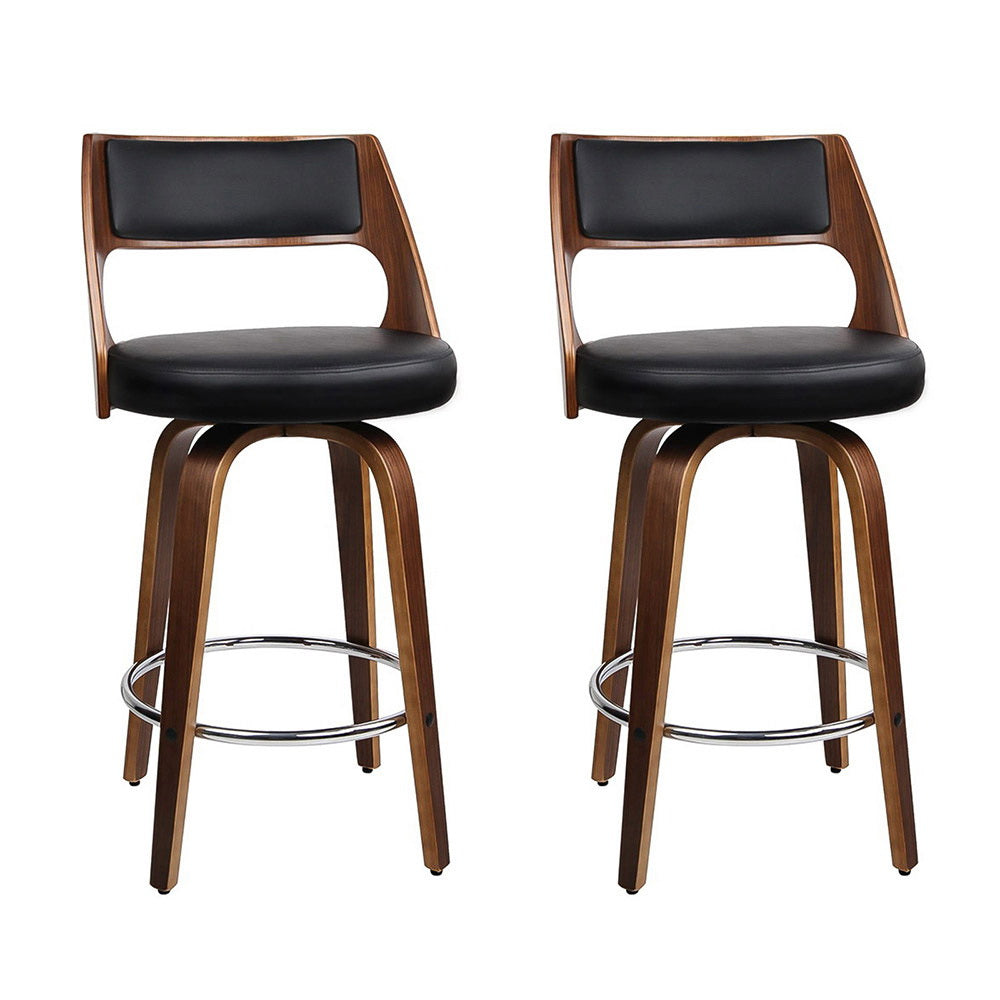 Korra 2x Bar Stools Swivel Leather Chair 76cm