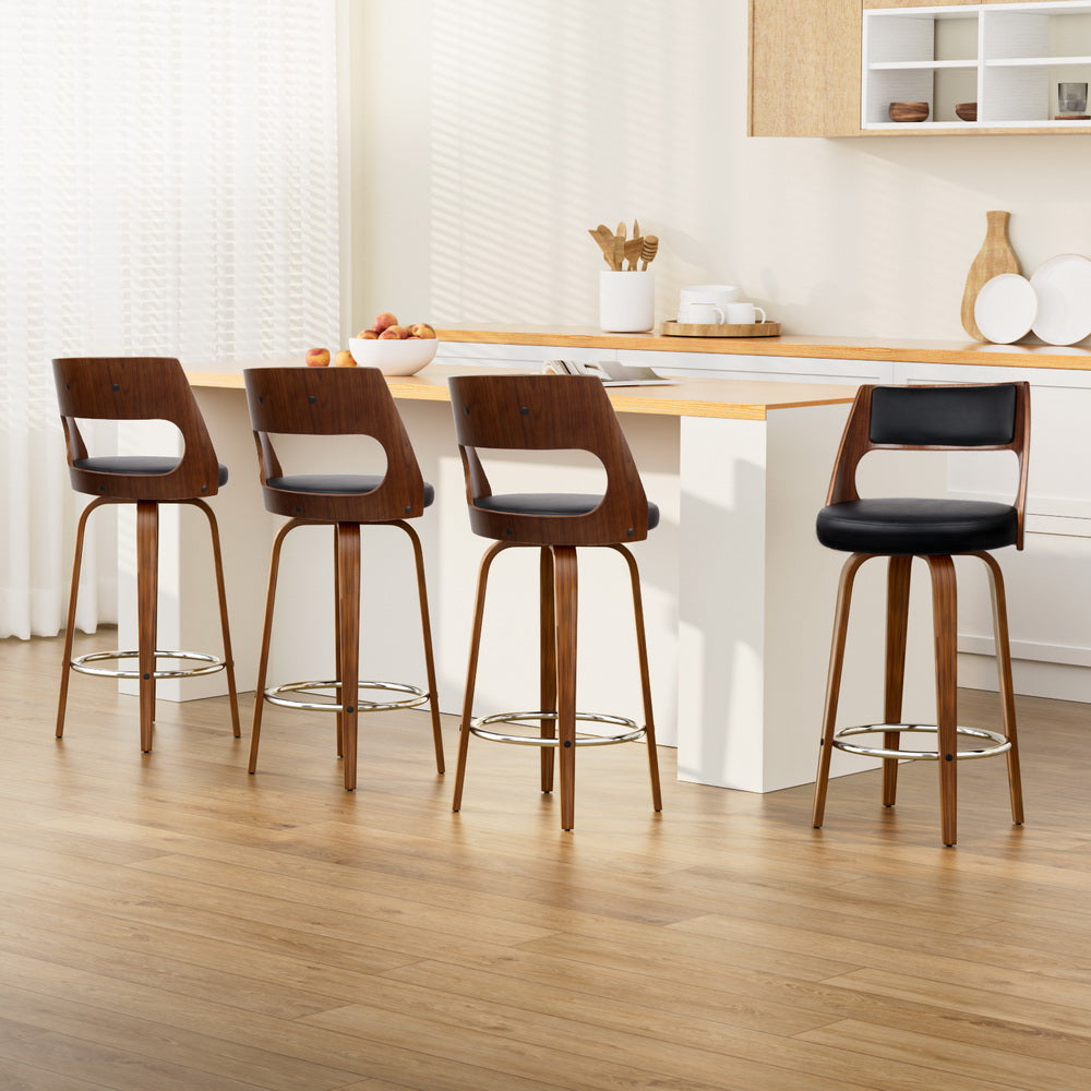 Korra 4x Bar Stools Swivel Leather Chair 76cm