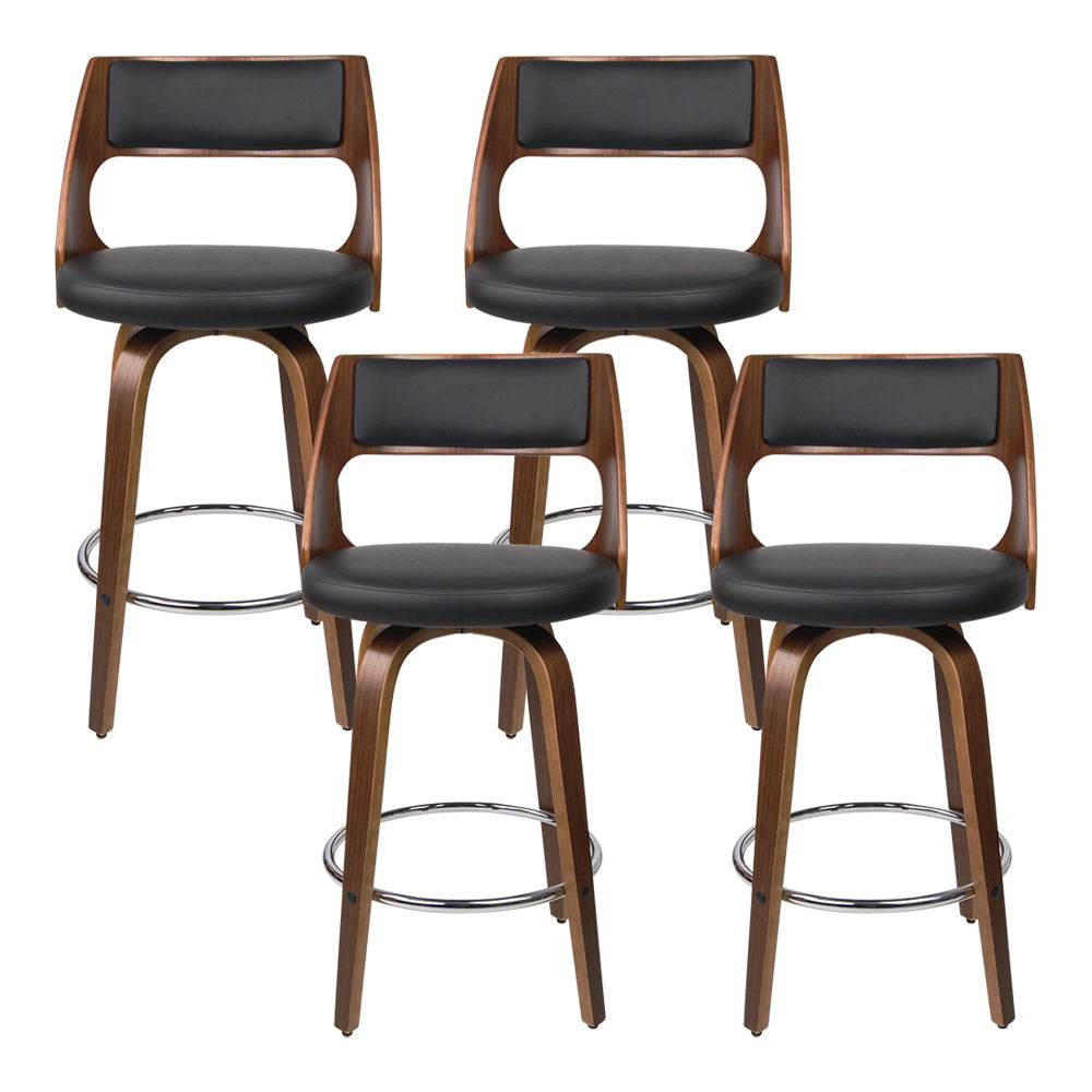 Korra 4x Bar Stools Swivel Leather Chair 76cm