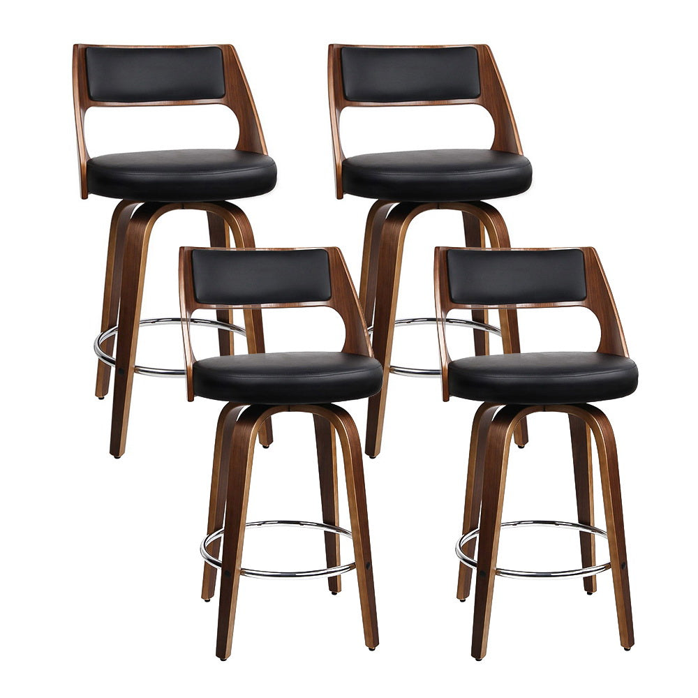 Korra 4x Bar Stools Swivel Leather Chair 76cm