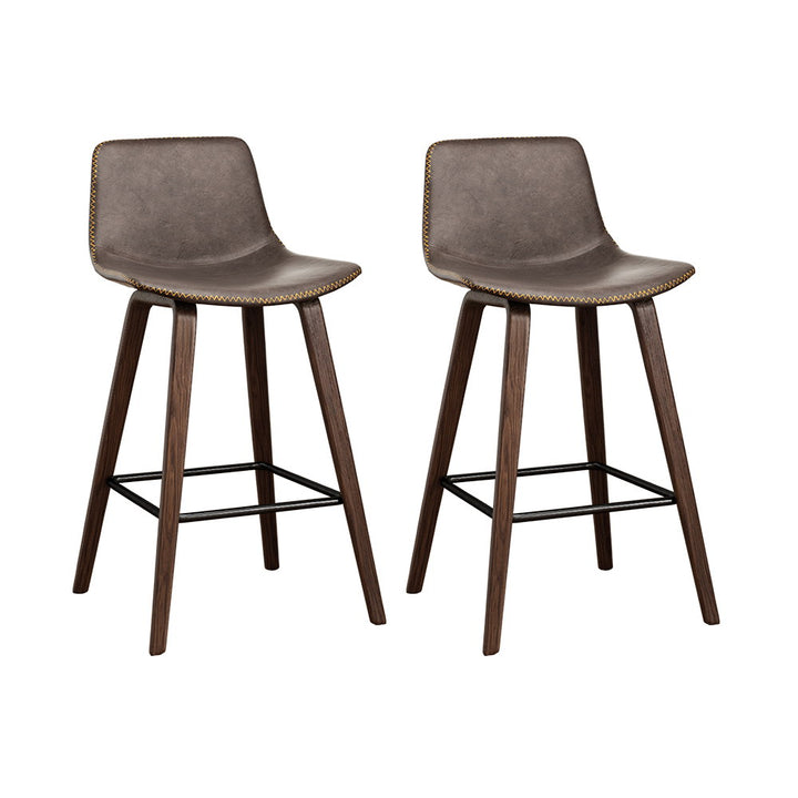 Korra Bar Stools Kitchen Counter Barstools Leather Wooden Chairs x2