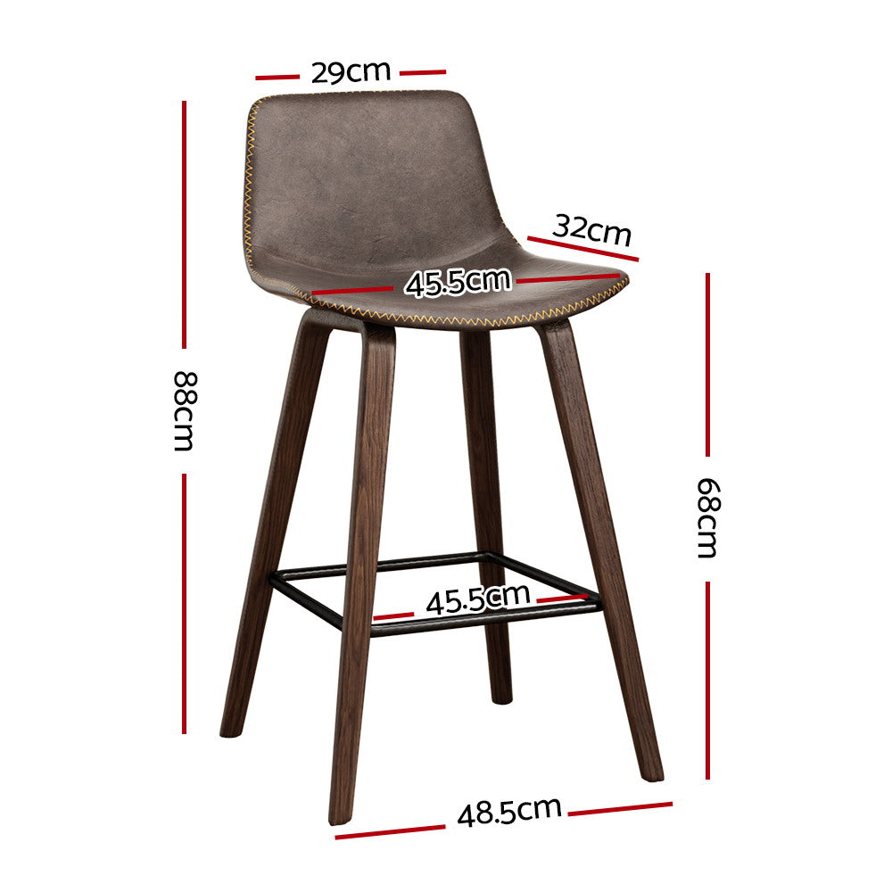 Korra Bar Stools Kitchen Counter Barstools Leather Wooden Chairs x2