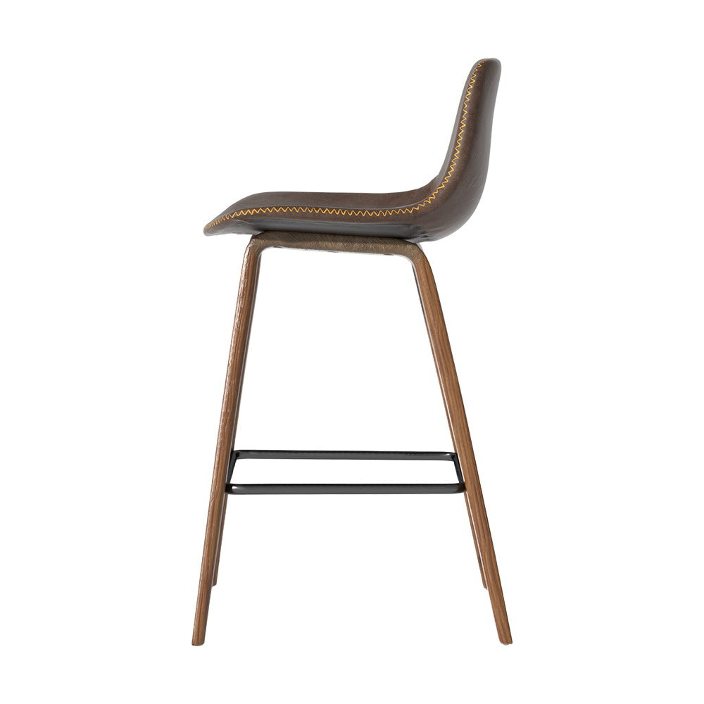 Korra Bar Stools Kitchen Counter Barstools Leather Wooden Chairs x2
