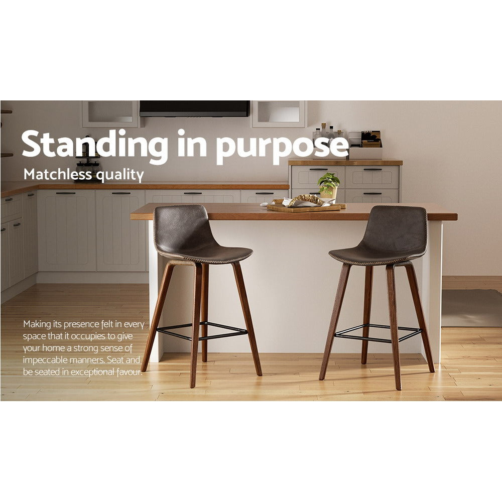 Korra Bar Stools Kitchen Counter Barstools Leather Wooden Chairs x2