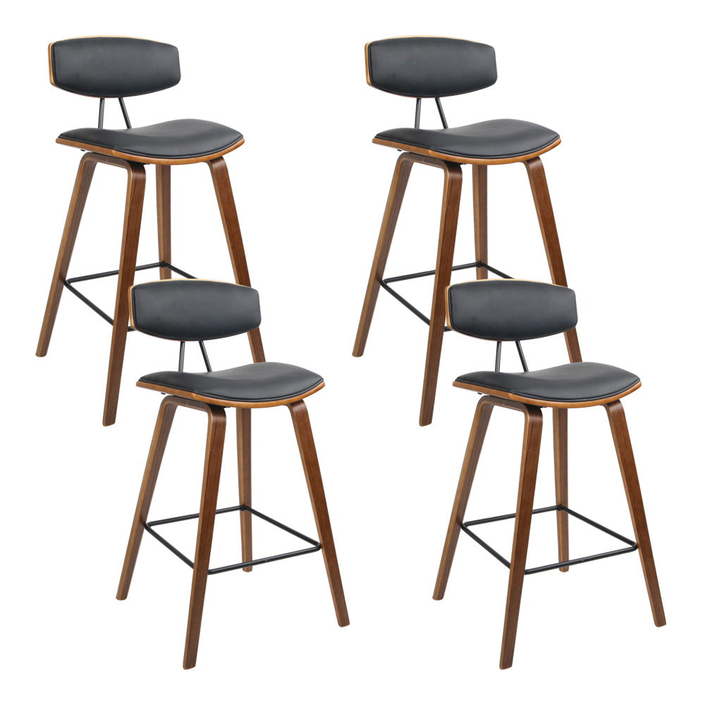 Korra 4x Bar Stools Leather Padded w/Backrest