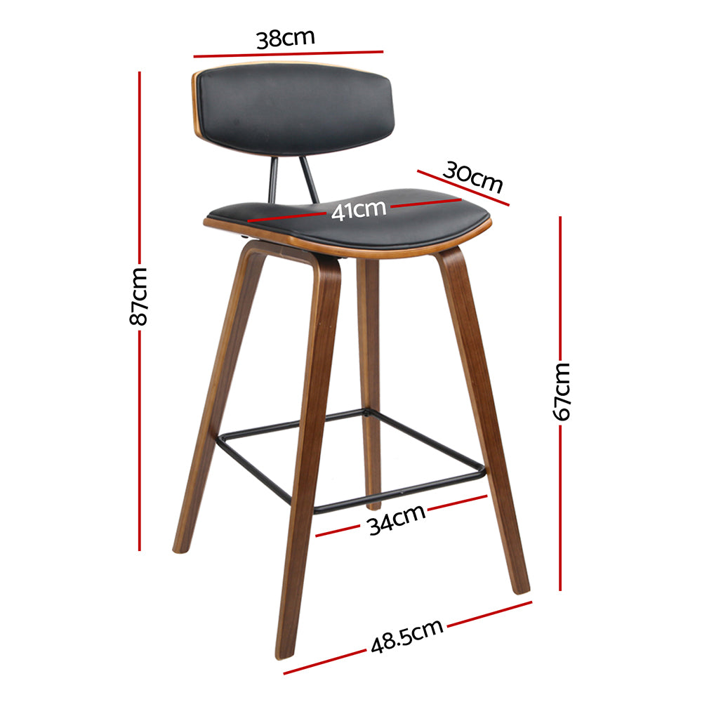 Korra 4x Bar Stools Leather Padded w/Backrest