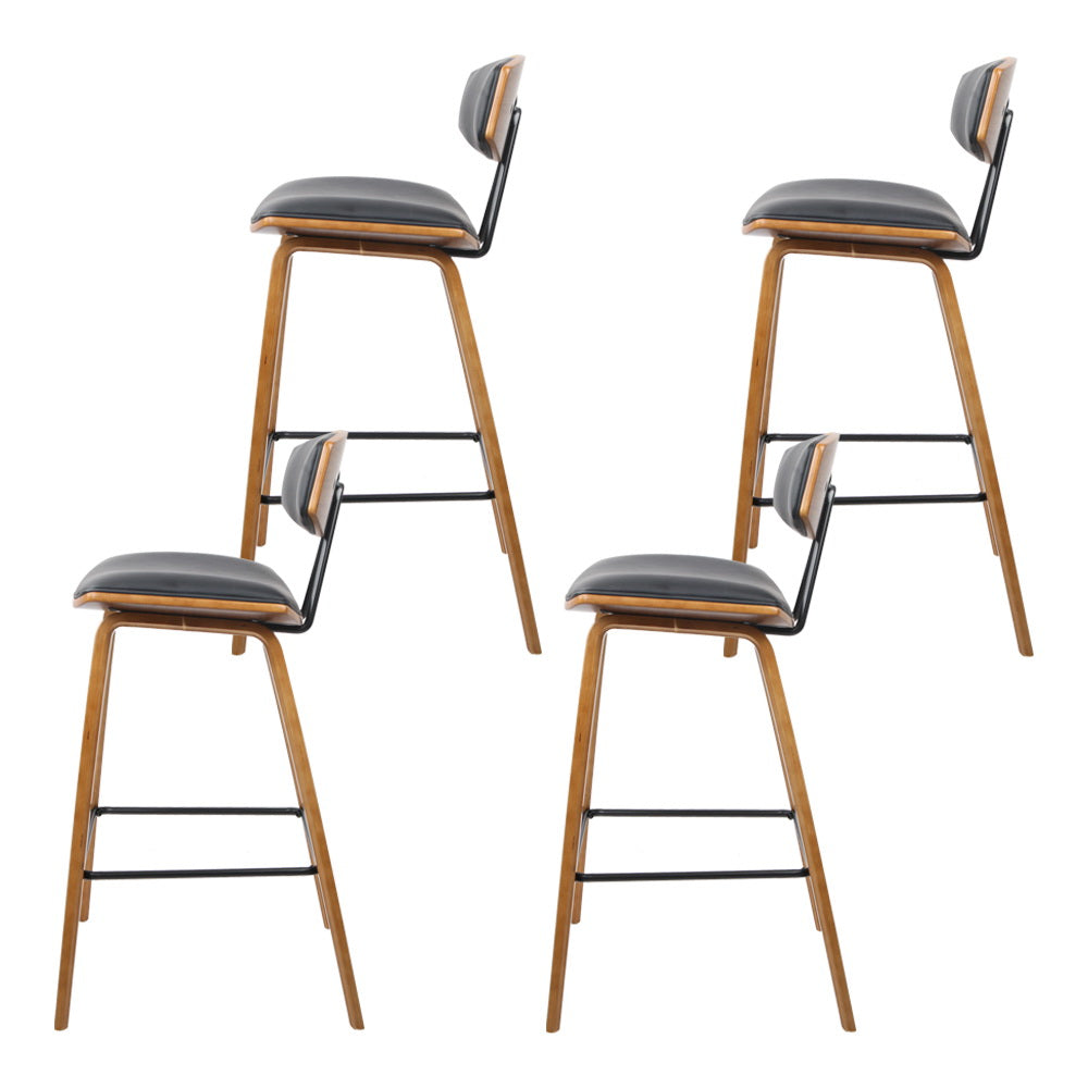 Korra 4x Bar Stools Leather Padded w/Backrest