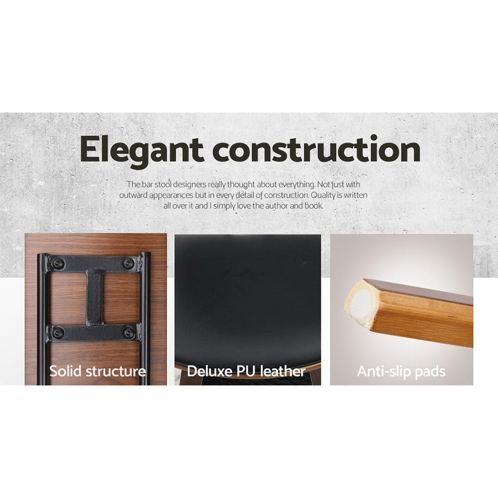 Korra 4x Bar Stools Leather Padded w/Backrest