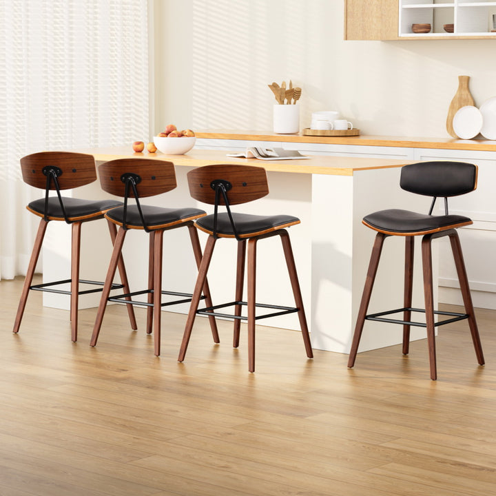Korra 4x Bar Stools Leather Padded w/Backrest