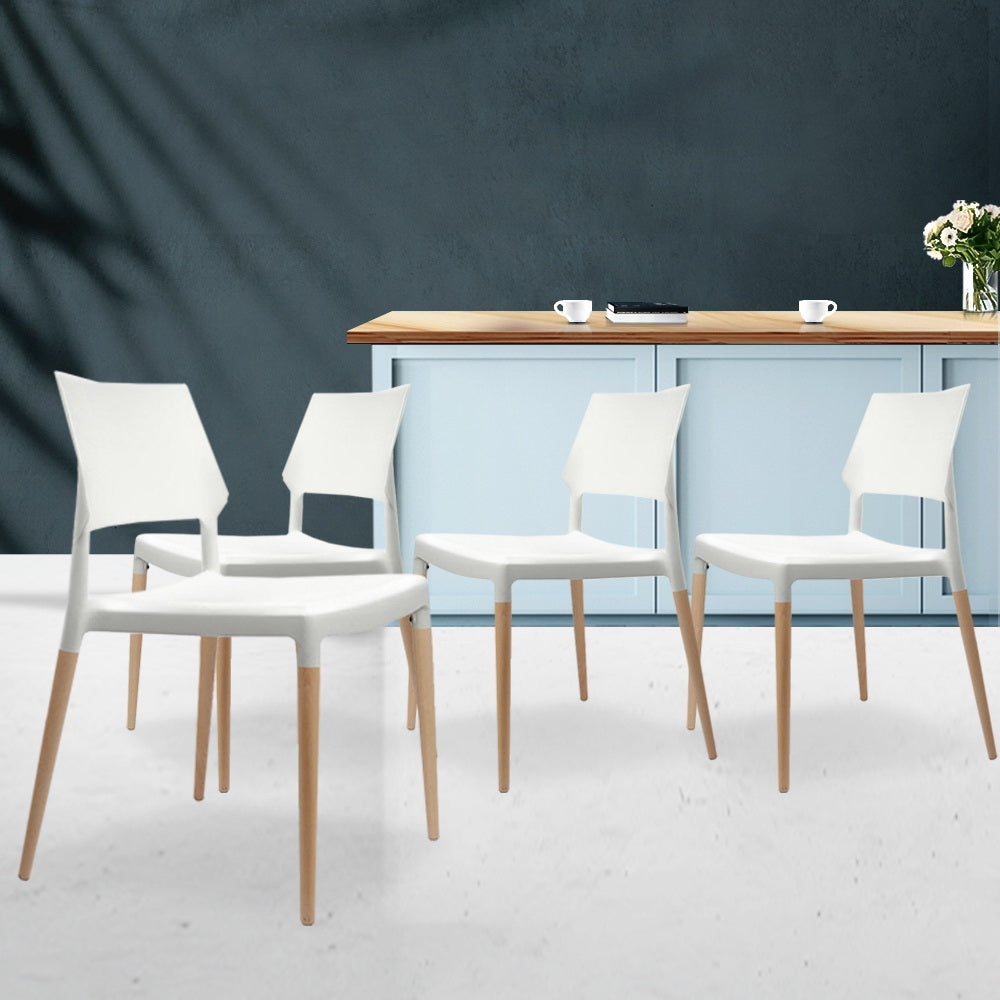 Dining Chairs - Wooden Stackable White