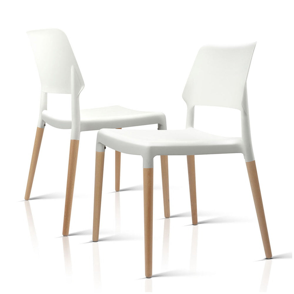 Dining Chairs - Wooden Stackable White