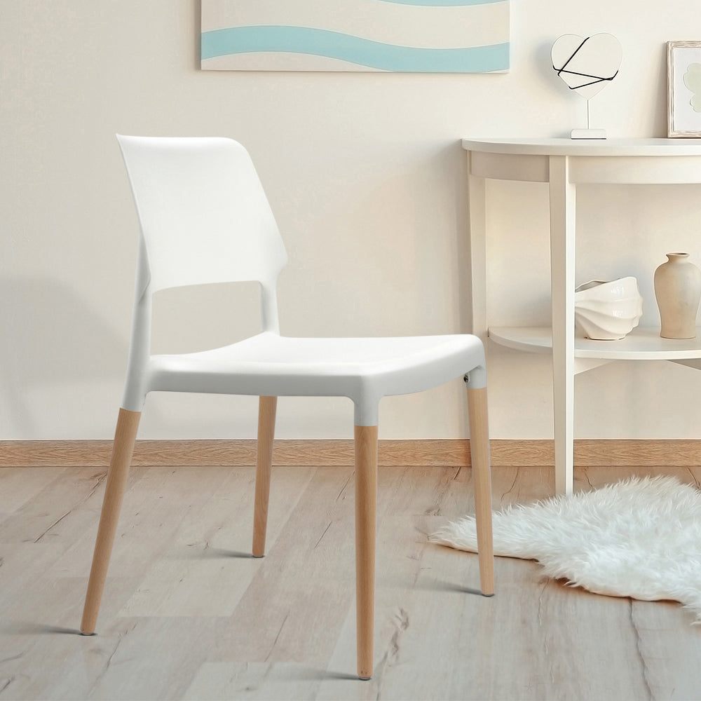 Dining Chairs - Wooden Stackable White