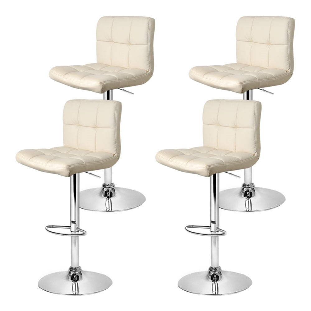 Artiss 4x Bar Stools Leather Gas Lift Beige