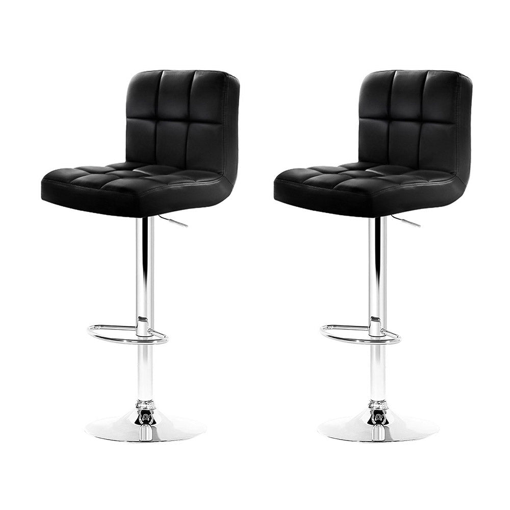 Artiss 2x Bar Stools Leather Gas Lift Black