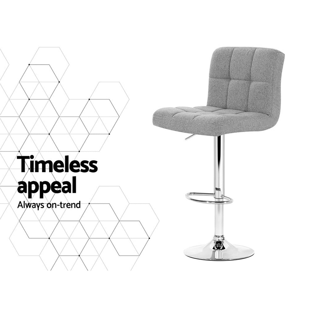 Korra 4x Bar Stools Fabric Gas Lift Grey