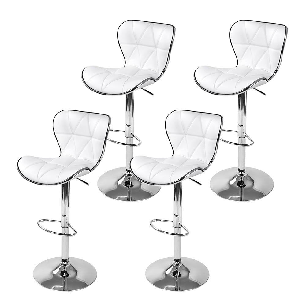 Artiss 4x Bar Stools Gas Lift Leather Seat White