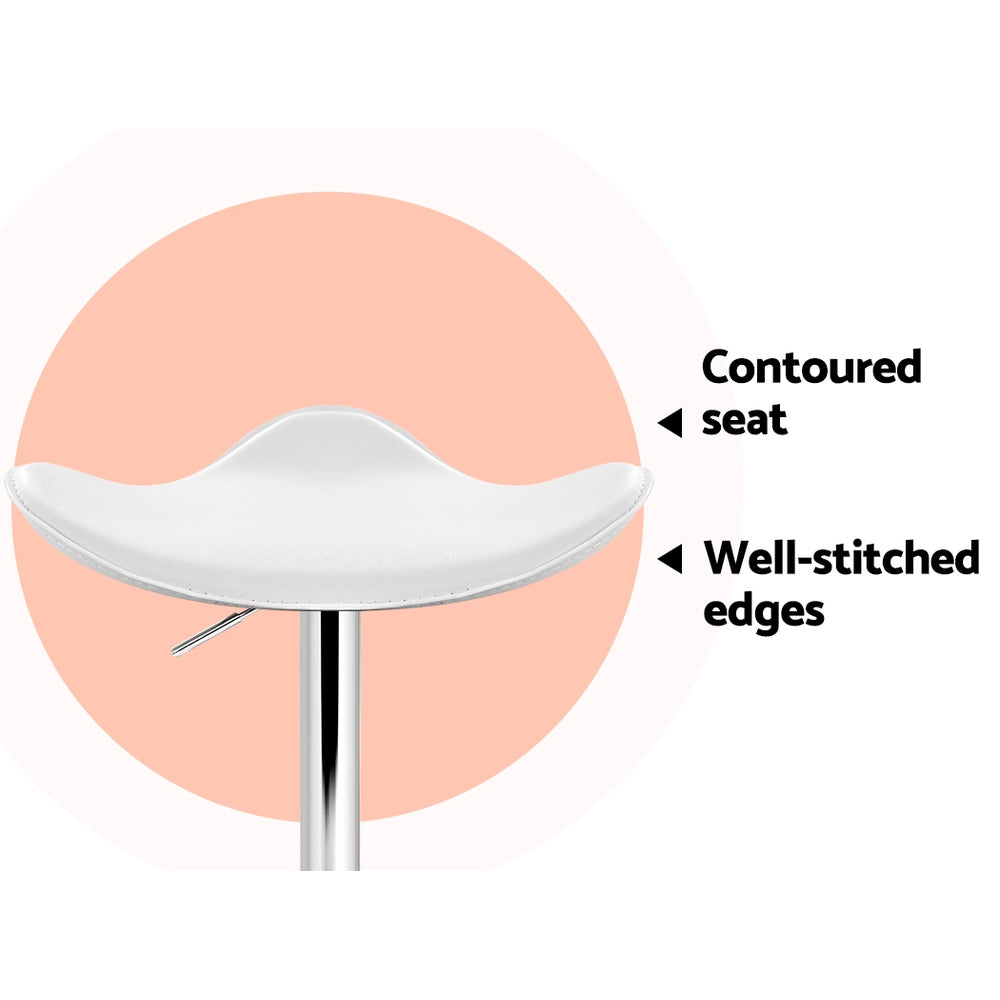 Artiss 2x Bar Stools Leather Gas Lift Chair White
