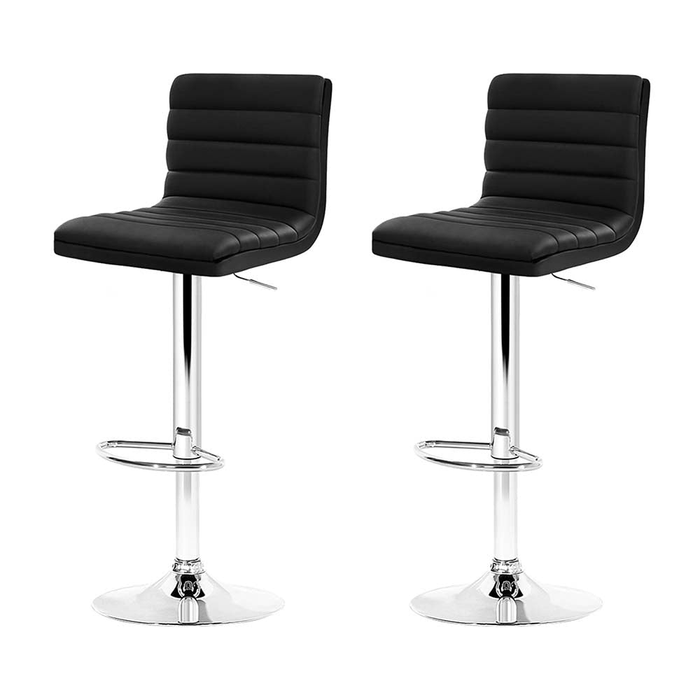 Artiss 2x Bar Stools Padded Leather Gas Lift Black