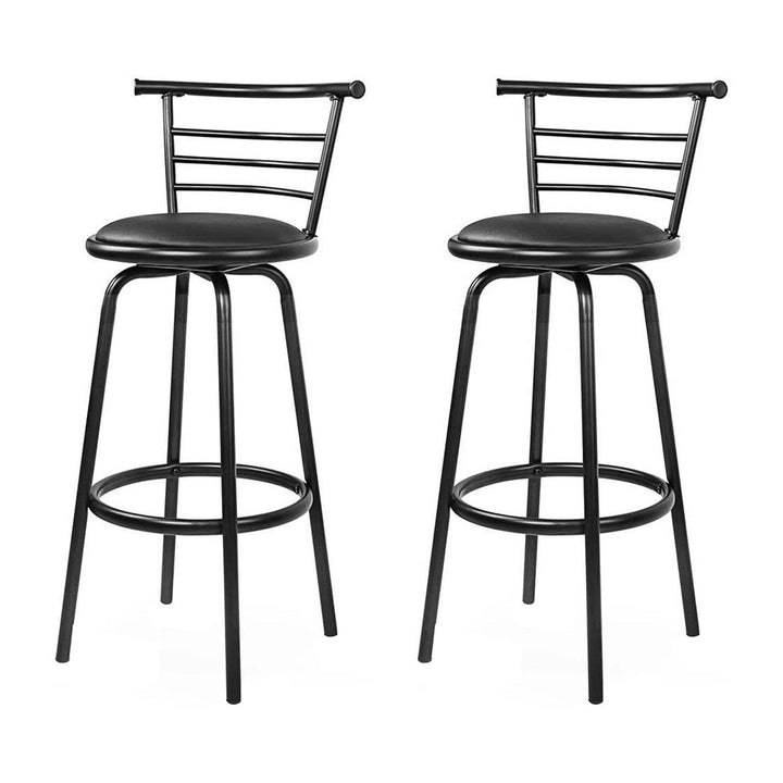 Artiss 2x Bar Stools Swivel Leather Padded Metal