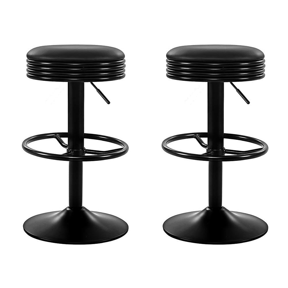 Artiss 2x Bar Stools Leather Padded Gas Lift Black