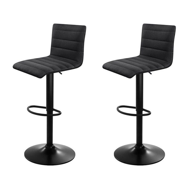 Artiss 2x Bar Stools Gas Lift Linen Fabric Black