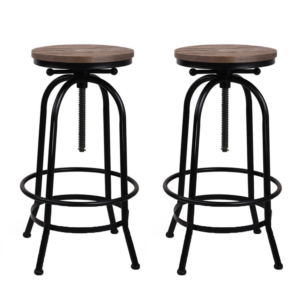 Drift Industrial Bar Stool Wooden Swivel (Set of 2)