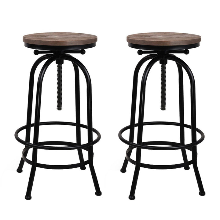 Korra 2x Bar Stools Adjustable Wood Chairs