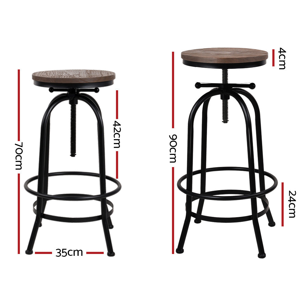 Drift Industrial Bar Stool Wooden Swivel (Set of 2)