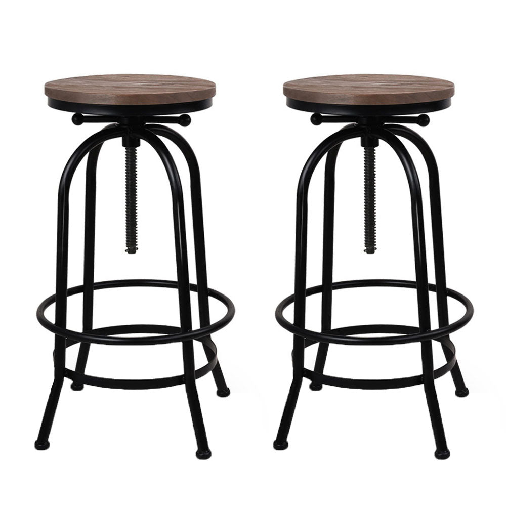 Drift Industrial Bar Stool Wooden Swivel (Set of 2)