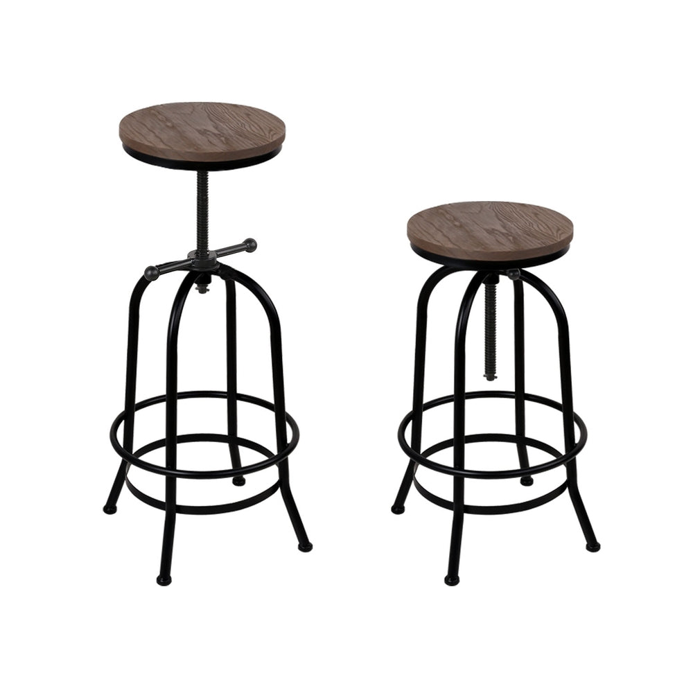 Korra 4x Bar Stools Kitchen Dining Chairs Adjustable Wooden Vintage Stool