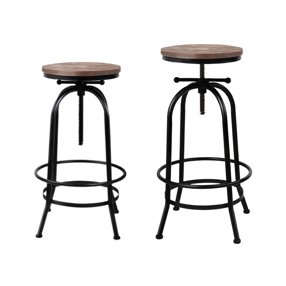 Korra 4x Bar Stools Kitchen Dining Chairs Adjustable Wooden Vintage Stool