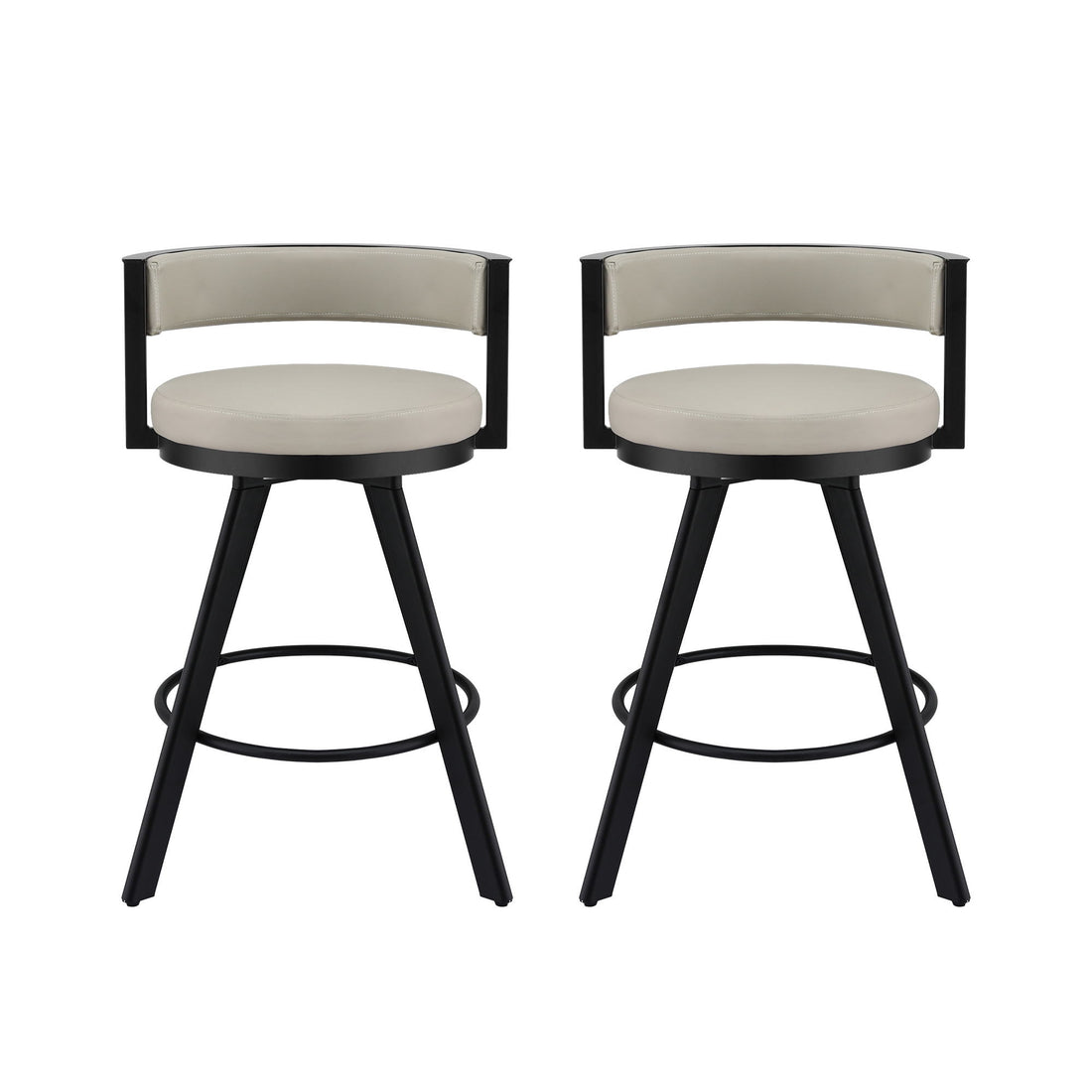 Artiss Bar Stools Set of 2 Swivel Kitchen Chair Metal Counter Beige Leather