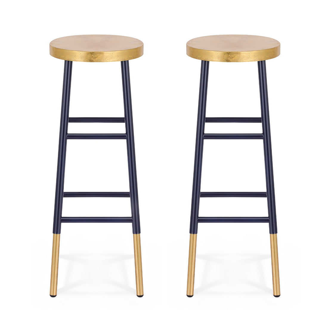 Artiss 2x Bar Stools Metal Gold Navy