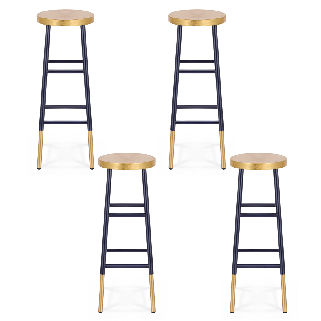 Artiss 4x Bar Stools Metal Gold Navy