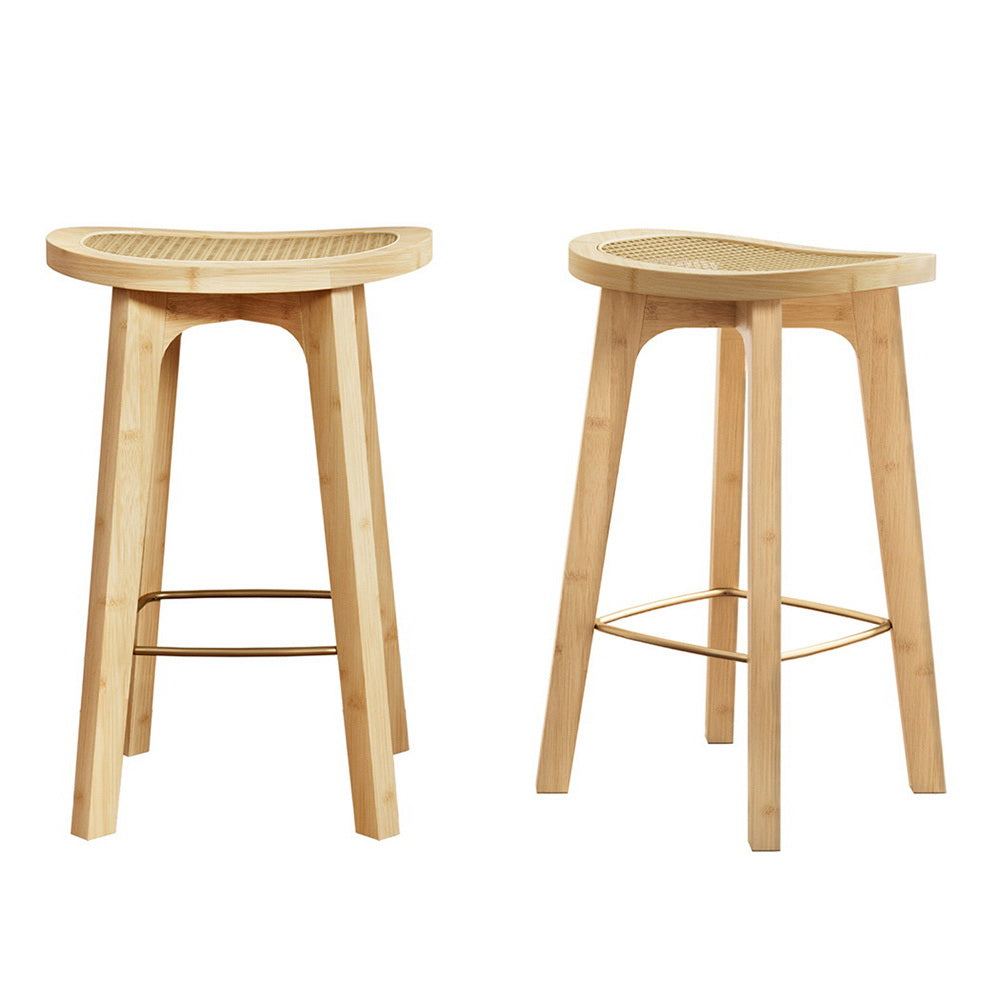 Korra 2x Bar Stools Bamboo Rattan Stool Counter Chair Kitchen Barstools