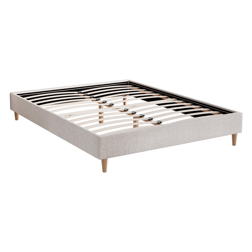 Korra Bed Frame Queen Size Beige ZORA