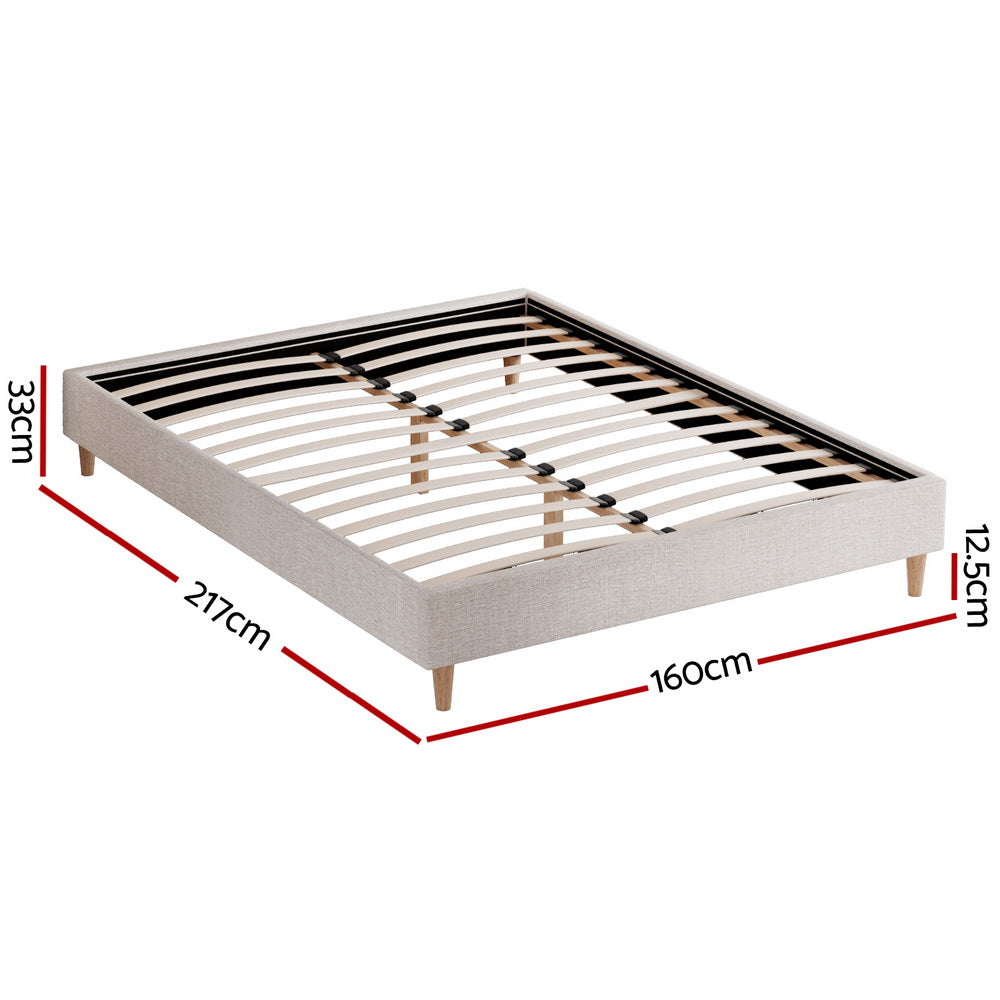 Korra Bed Frame Queen Size Beige ZORA