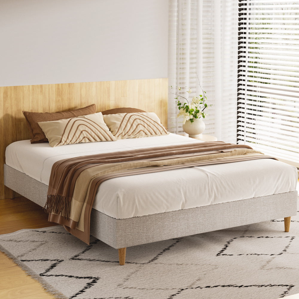 Korra Bed Frame Queen Size Beige ZORA