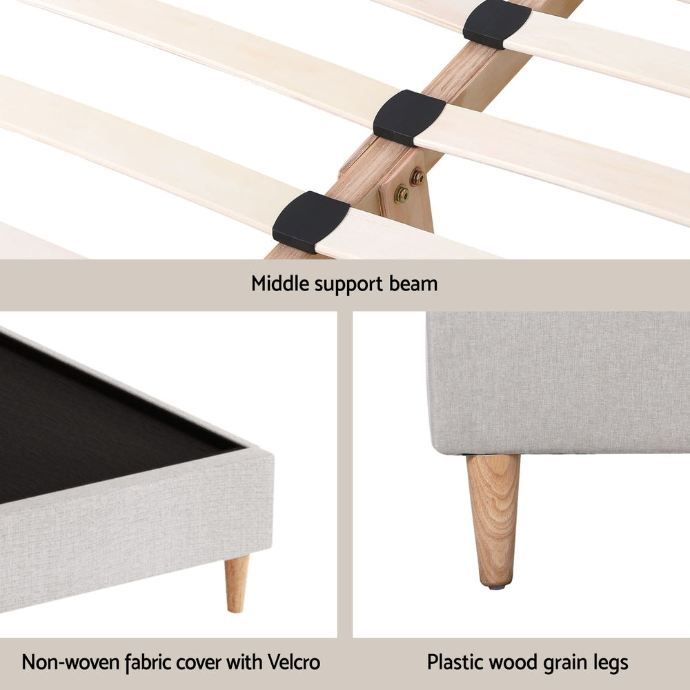 Korra Bed Frame Queen Size Beige ZORA